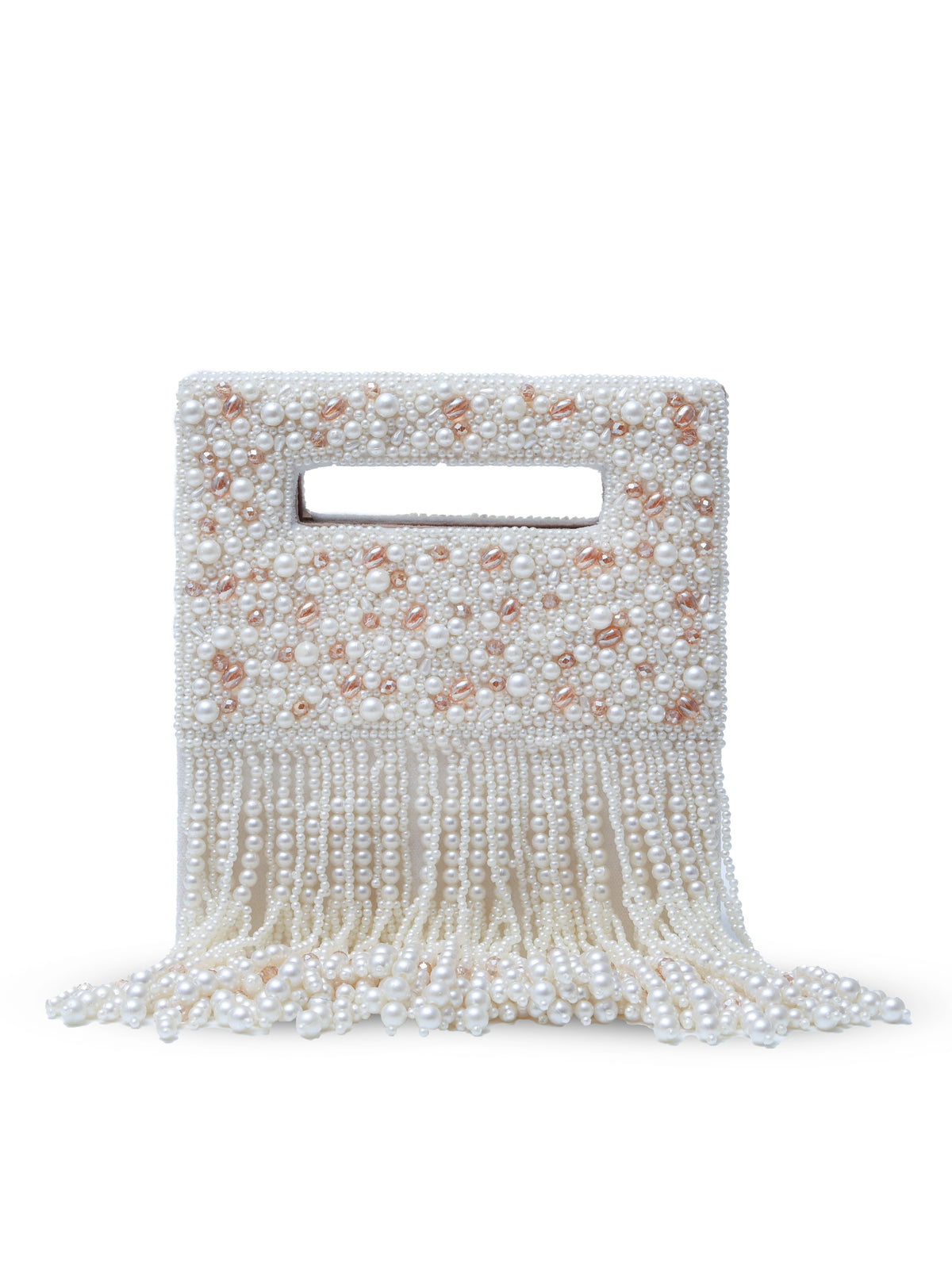 Ruby embellished flap-over clutch bag by The Tan Clan with vibrant red gemstones and sleek design.