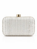 Glitty Silver Embroidered Box Clutch