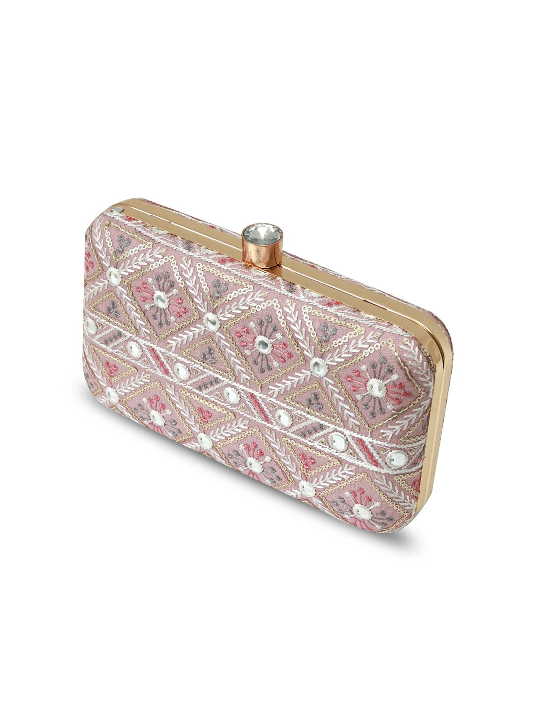 Pink box clutch bag by The Tan Clan, stylish and compact with a sleek design, perfect for evening and special occasions.