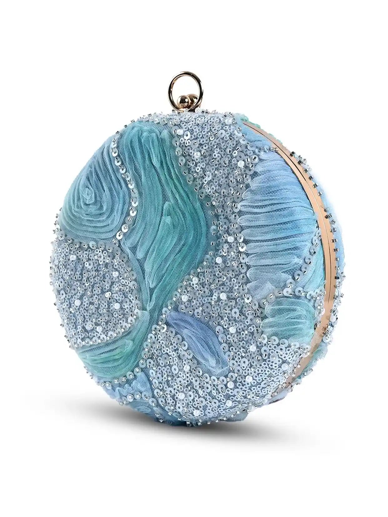 Aqua Blue Round Clutch