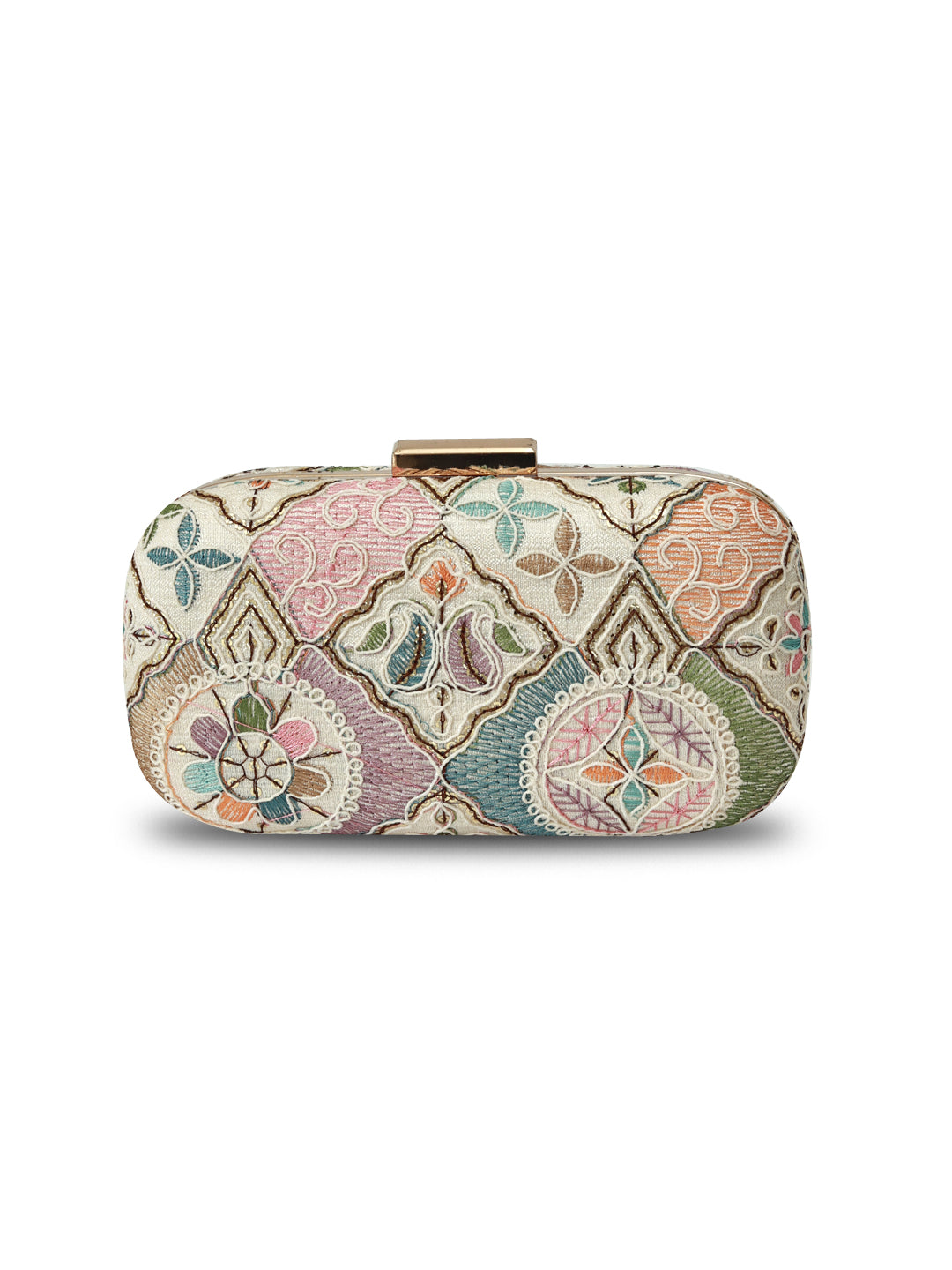 Mughal Long Clutch by The Tan Clan featuring intricate traditional design in rich colors and detailed craftsmanship.