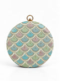 Veda Round Embroidered Clutch