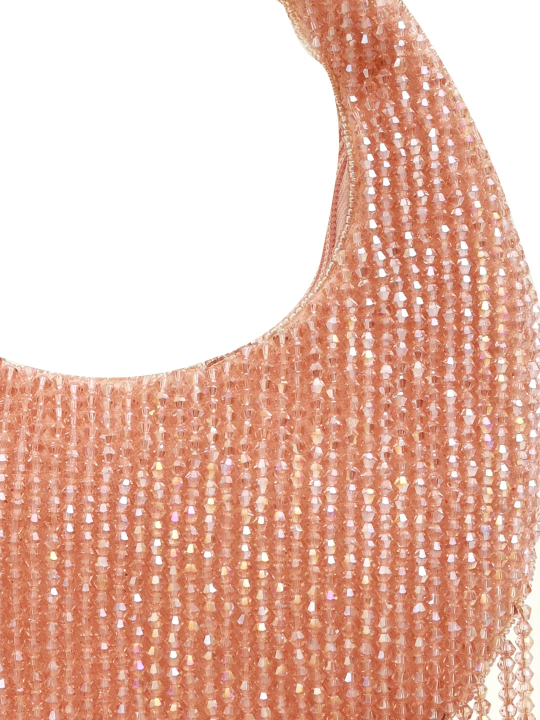 Close-up of a beaded necklace with a white background