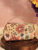 Petal beige capsule clutch by The Tan Clan with a sleek, rounded design and minimalist style for elegant accessories.