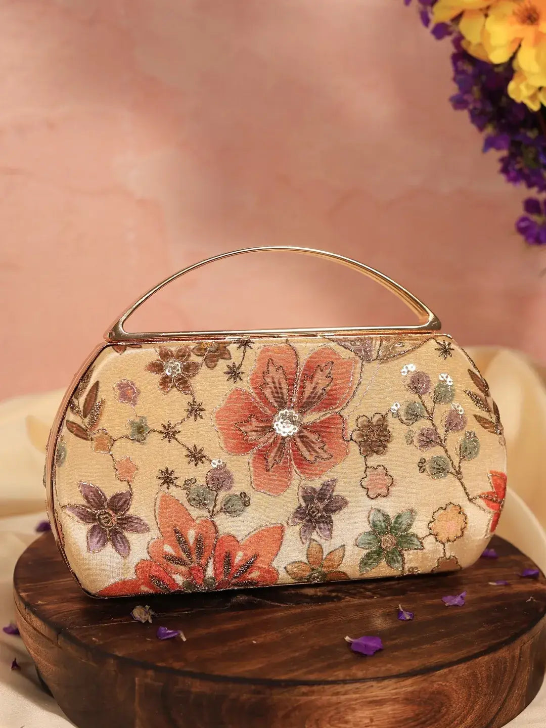 Petal Beige Capsule Clutch