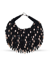 Bella Black Multicolor Half Moon Batua Bag by The Tan Clan, featuring vibrant designs and a stylish half-moon shape.
