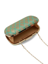 Classic green long clutch bag by The Tan Clan, featuring a sleek design and smooth texture, ideal for elegant occasions.