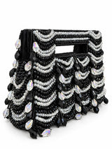 Lara Black handcrafted beaded bag from THE TAN CLAN featuring intricate beadwork and a compact, stylish design.