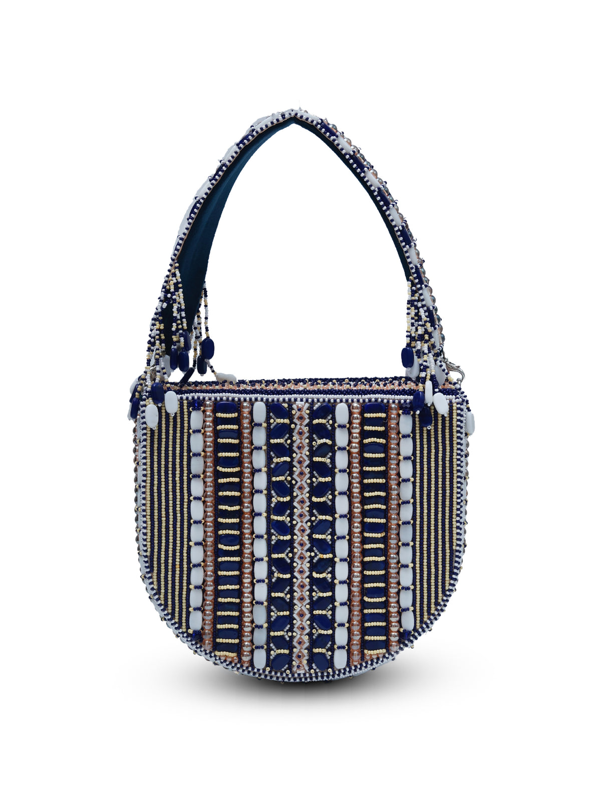 Asma Blue Flap Over Bag with Handle by The Tan Clan, featuring a stylish blue leather design and a convenient flap closure.