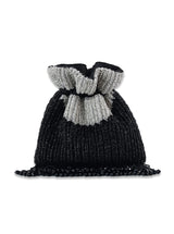 Aarna black potli bag by The Tan Clan with intricate embroidery, drawstring closure, and traditional Indian design.