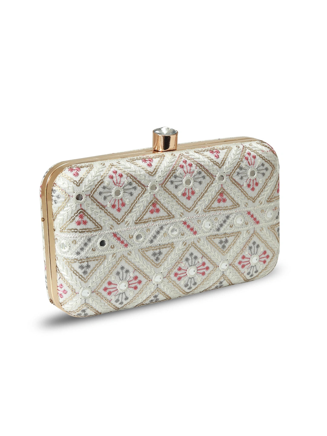 White box clutch bag by The Tan Clan, stylish accessory with sleek design and compact size for evening or formal events.