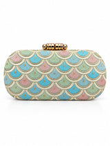 Veda long embroidered clutch by THE TAN CLAN featuring intricate embroidery and a sleek, elegant design for stylish occasions.