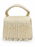 Maria White Handcrafted Beaded Tasselled Bag