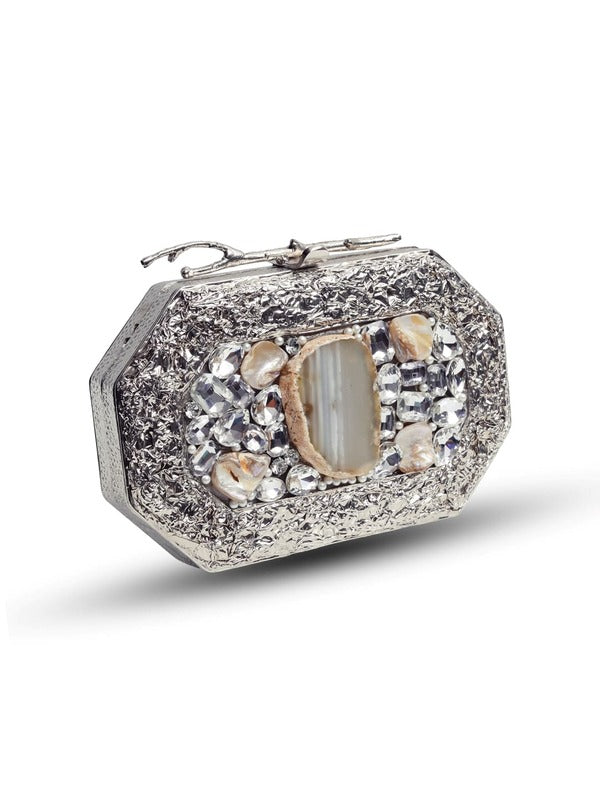 Burj Embellished Agate Stone Clutch