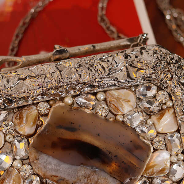 Burj Embellished Agate Stone Clutch