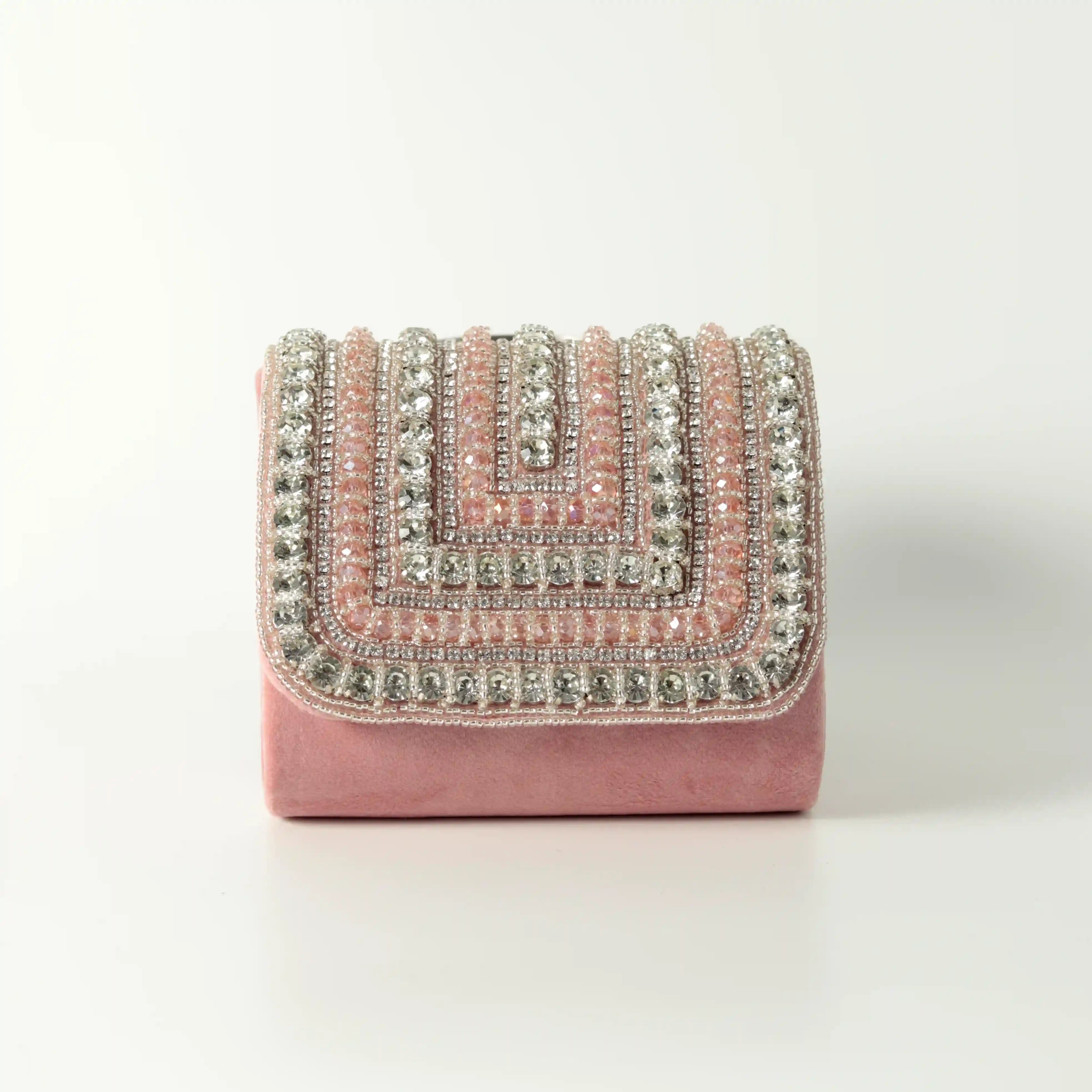 Nysa Pink Mini Bag with Embroidered Handle