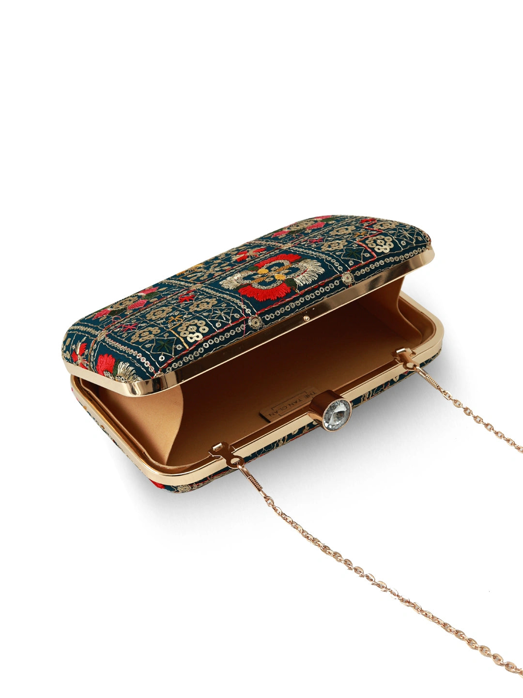 Elora Green Box Clutch by The Tan Clan featuring a sleek, modern design with a glossy green finish and compact size.