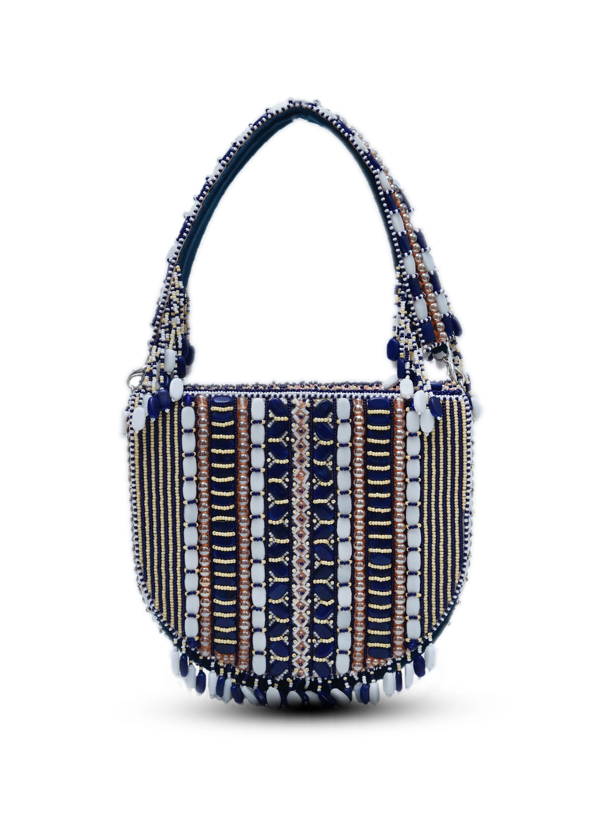 Asma Blue Flap Over Bag with Handle by The Tan Clan, featuring a sleek blue leather design with a flap closure and top handle.