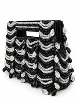 Lara Black handcrafted beaded bag by THE TAN CLAN featuring intricate beadwork and a compact design for stylish carry.