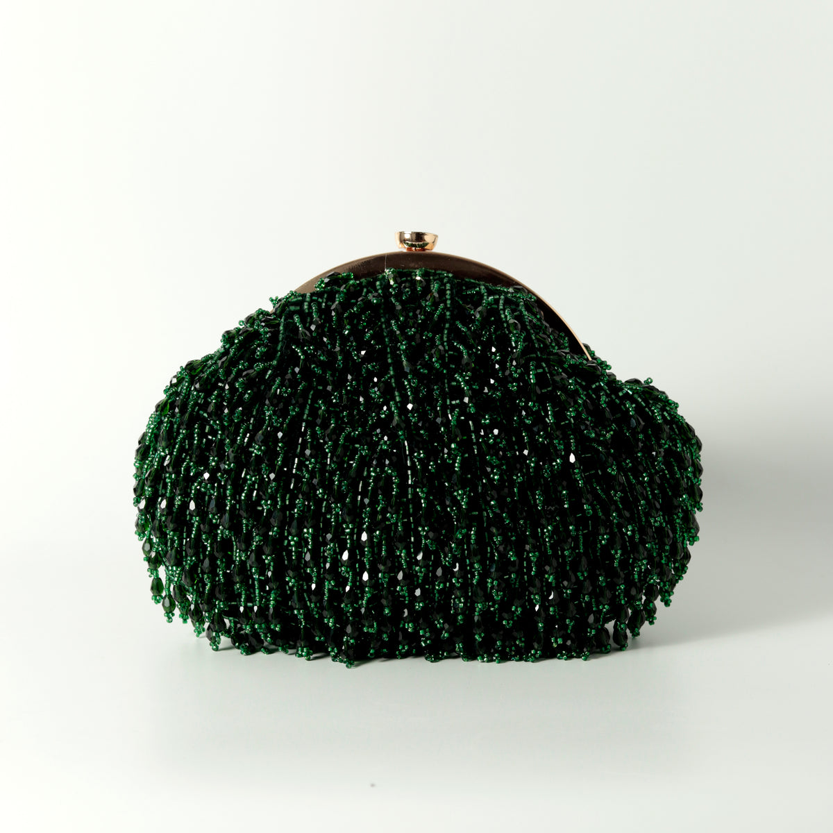 Emerald Rosa Batua Bag by The Tan Clan with detachable handle, stylish leather accessory featuring sleek design and gold-tone hardware.