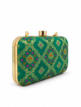 Light green Mahi box clutch by THE TAN CLAN with a sleek, compact design and elegant finish, perfect for evening occasions.