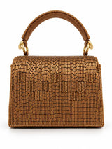 Maria Bronze handcrafted beaded tasselled bag by THE TAN CLAN with intricate beadwork and tassel details.