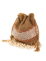 The Tan Clan Dua Gold Pearl Potli Bag with drawstring closure and shimmering pearl detailing