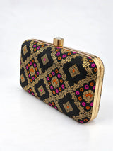 Black box clutch by THE TAN CLAN with sleek design and minimalist style, perfect for evening or formal occasions.