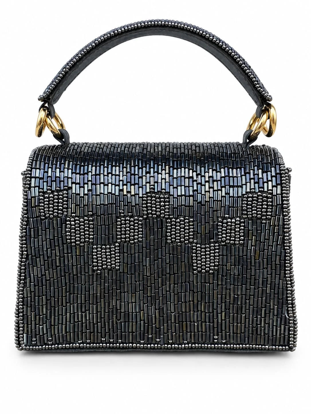 Maria Blue handcrafted beaded tasselled bag with intricate beadwork and tassel details, stylish and unique from THE TAN CLAN.