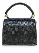 Maria Blue handcrafted beaded tasselled bag with intricate beadwork and tassel details, stylish and unique from THE TAN CLAN.