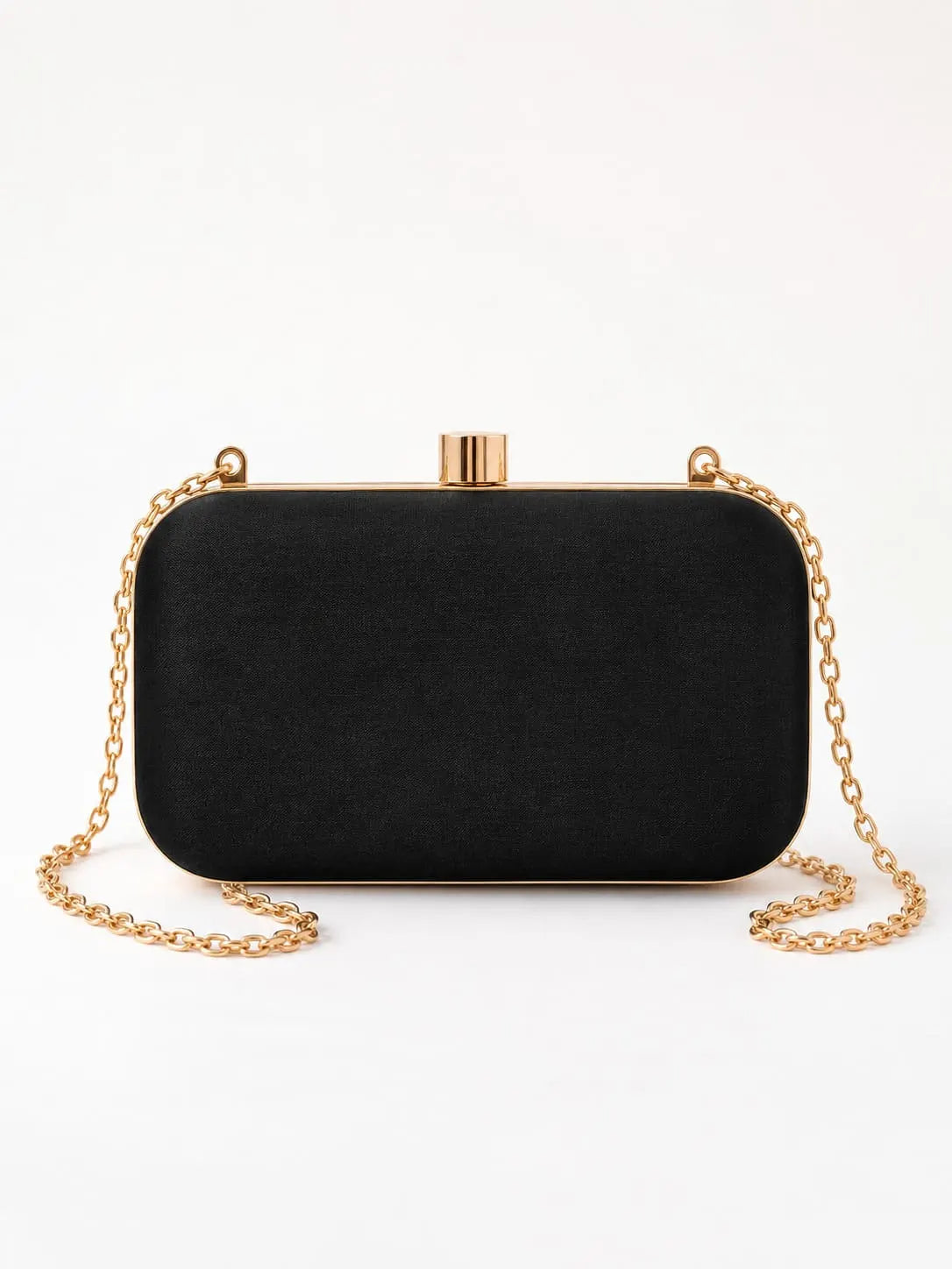Shehnaaz black embroidered box clutch by THE TAN CLAN showing intricate embroidery and a sleek, compact design.