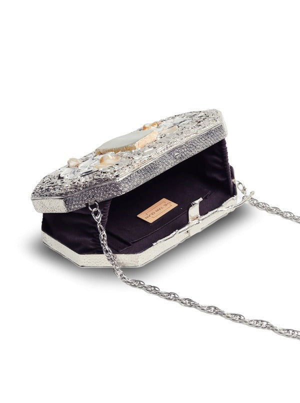 Burj Embellished Agate Stone Clutch