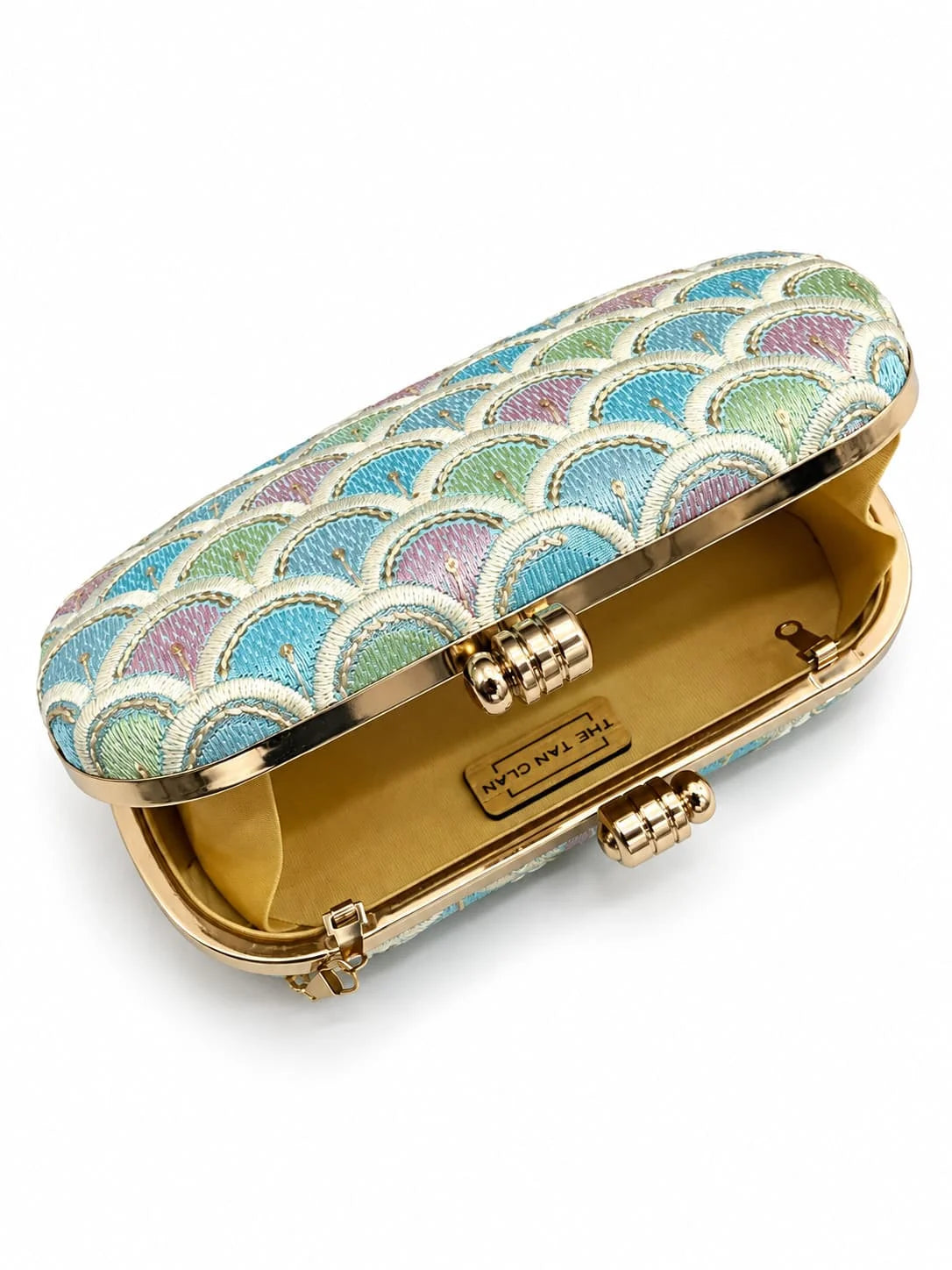 Veda Long Embroidered Clutch by THE TAN CLAN with intricate embroidery and elegant design, perfect for evening occasions