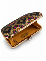 Mahi Black Box Clutch by THE TAN CLAN featuring sleek design and compact style, perfect for evening or formal occasions.