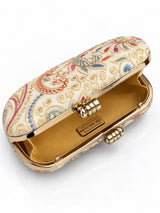 Kalki long embroidered clutch by THE TAN CLAN featuring intricate embroidery and a sleek, elegant design for special occasions.