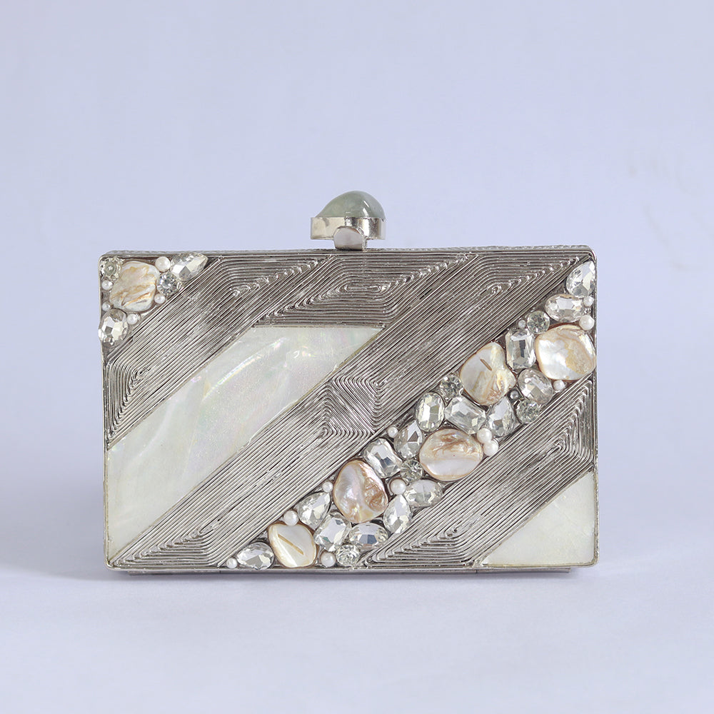 Aisha Embellished Mother of Pearl Clutch