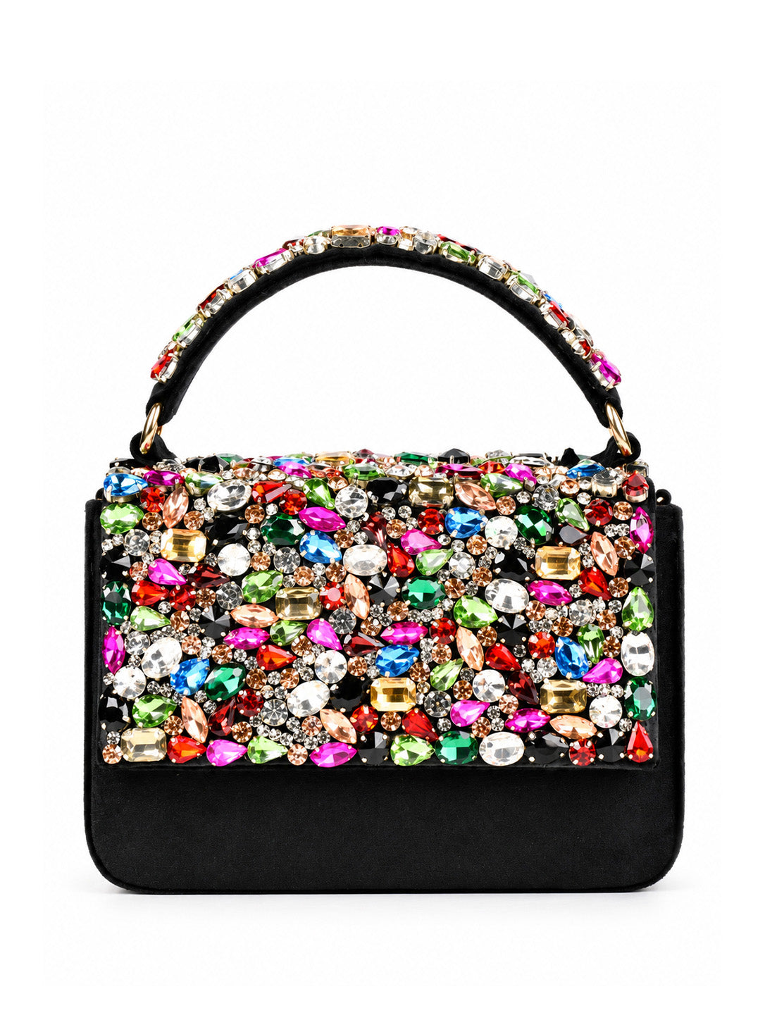 Black flap over bag from The Tan Clan, stylish flap bag with a sleek design, featuring a fold-over flap and top handle.