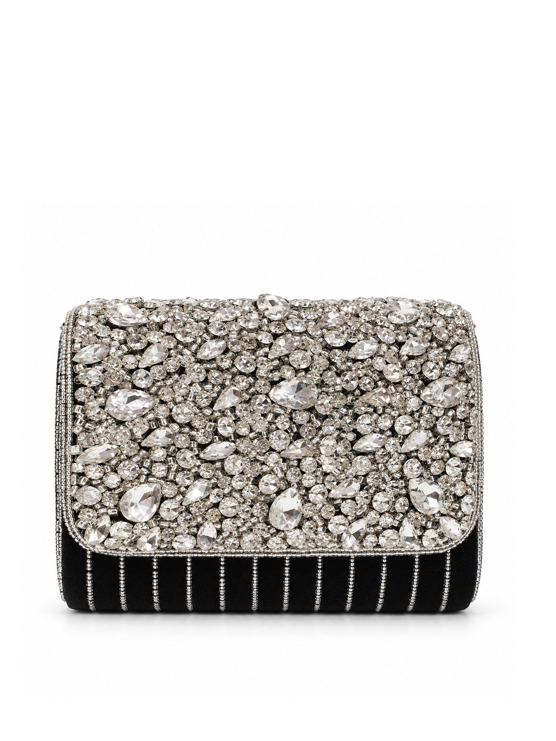 Grace Embellished Flap Over Bag by The Tan Clan with decorative embellishments and a flap closure, displayed on an artboard.