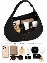 Blair Black Croc Textured Shoulder Bag