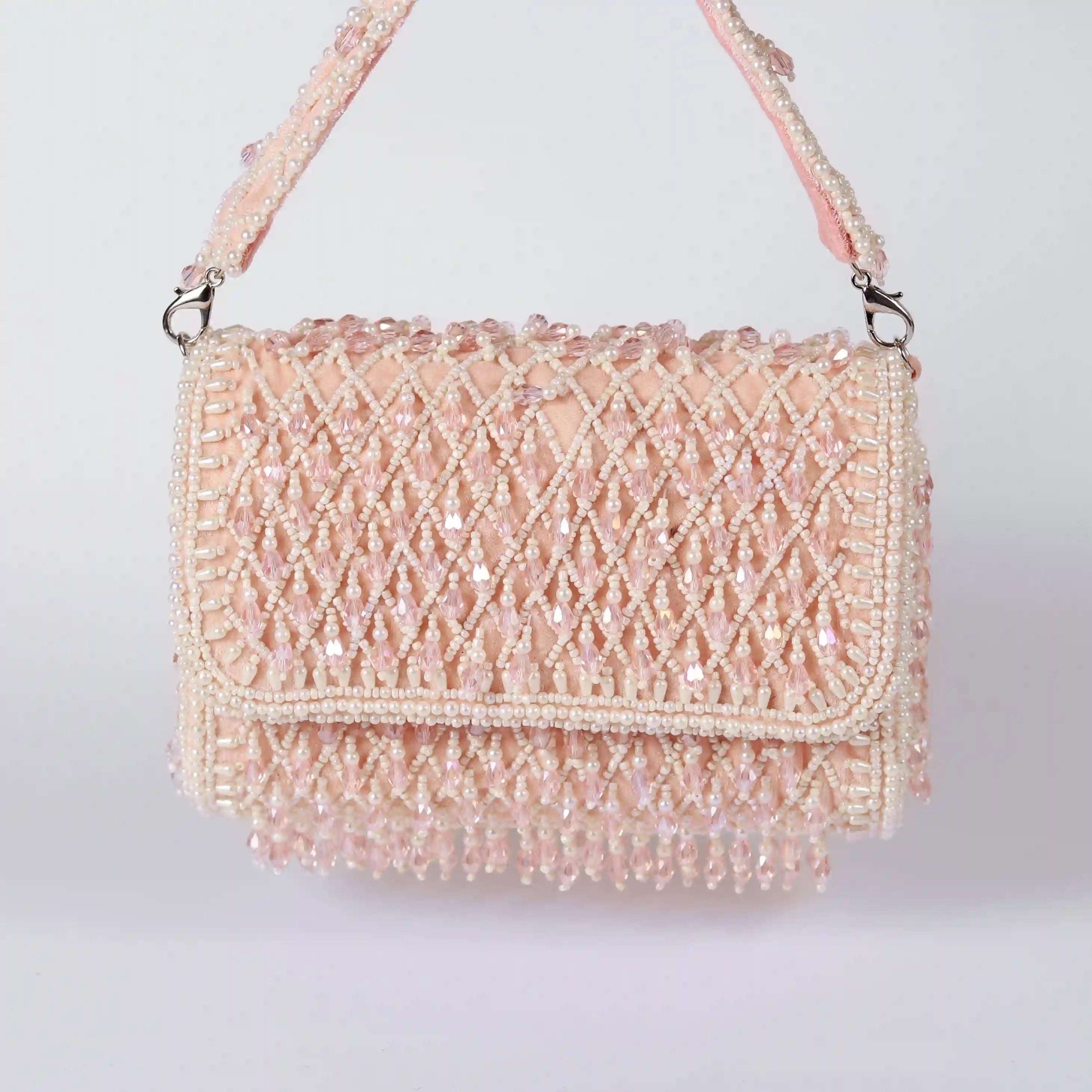 Blush Flap Over Bag with Handle