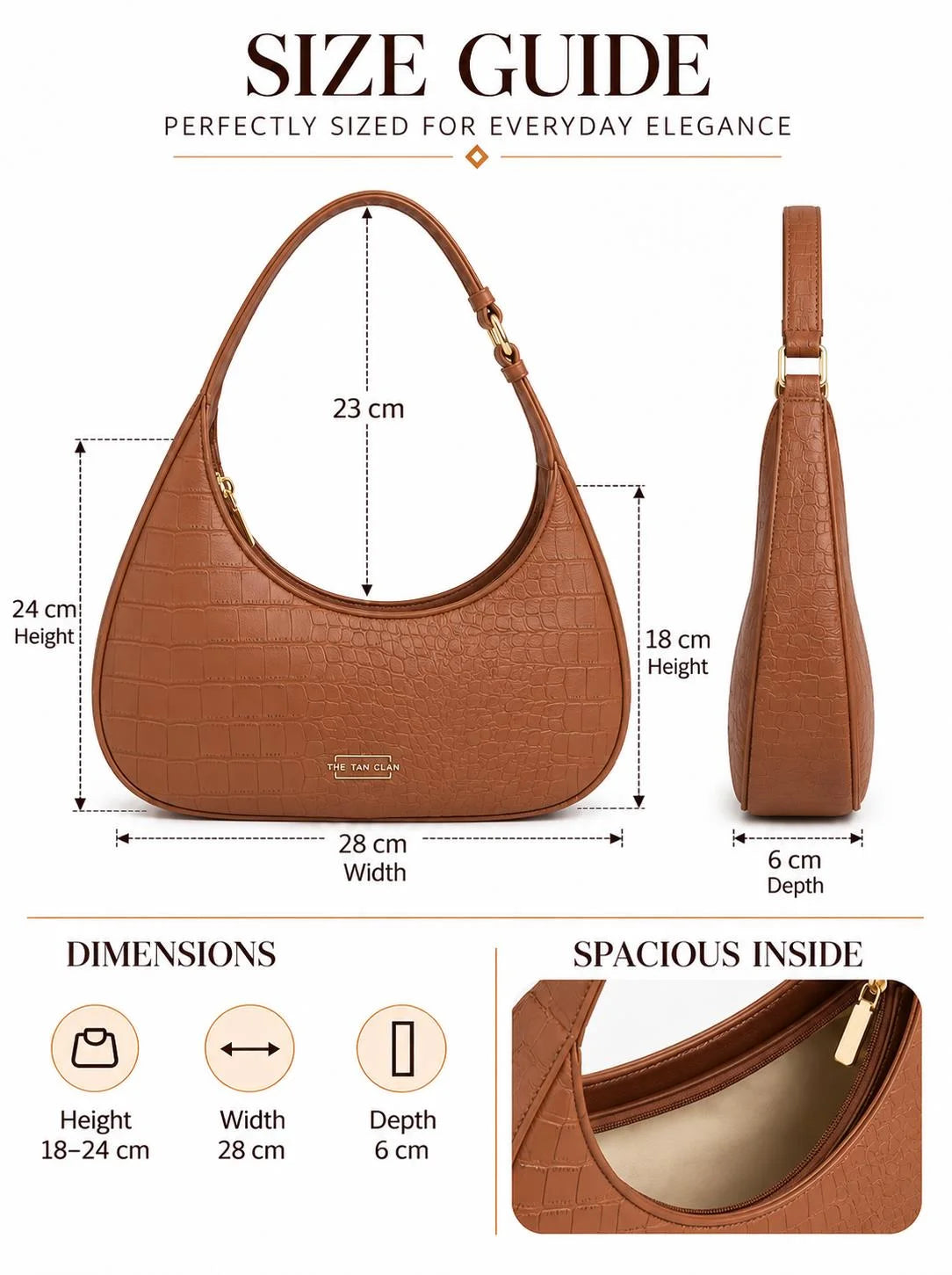 Blair Brown Croc Textured Shoulder Bag