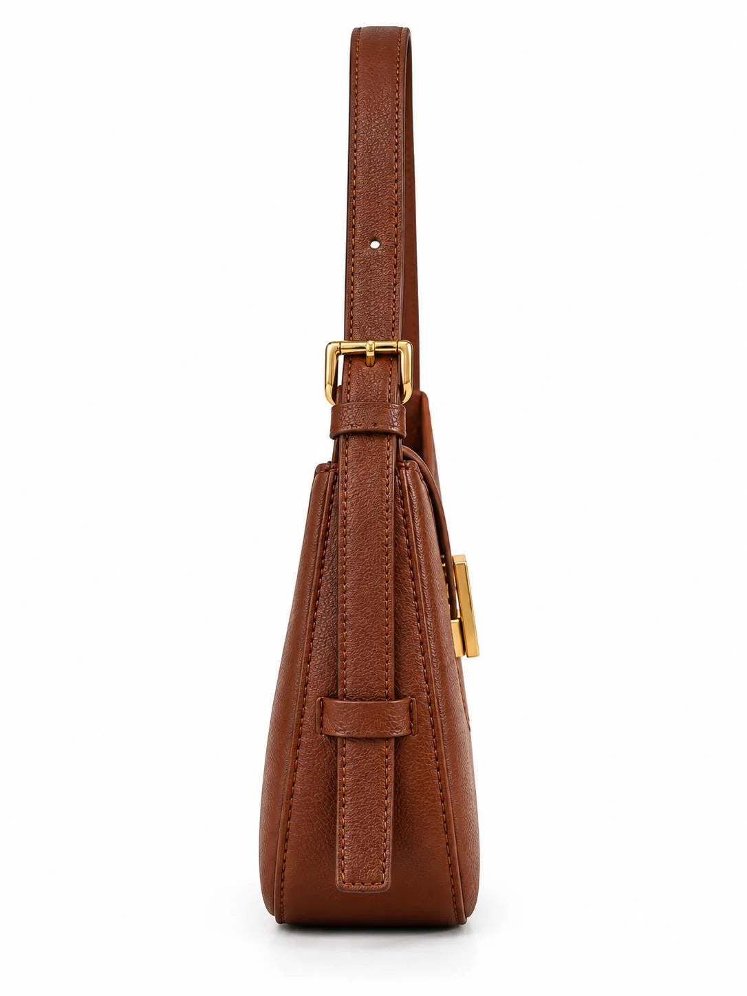 Dune Tan Textured Baguette Shoulder Bag with Adjustable Strap