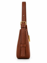 Dune Tan Textured Baguette Shoulder Bag with Adjustable Strap