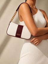 Elle Burgundy Colorblock Chain Strap Shoulder Bag
