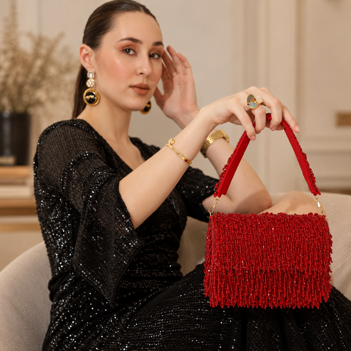 Rosa Beaded Flap over Clutch Bag DBP