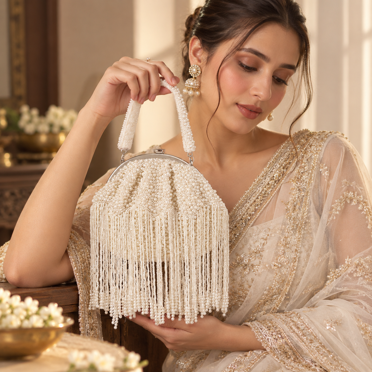 Pearl Batua Bag with Tassels DBP