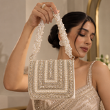 Nysa White Mini Bag with Embroidered Handle DBP