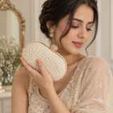 Asad All White Pearl Hand Embroidered Clutch DBP