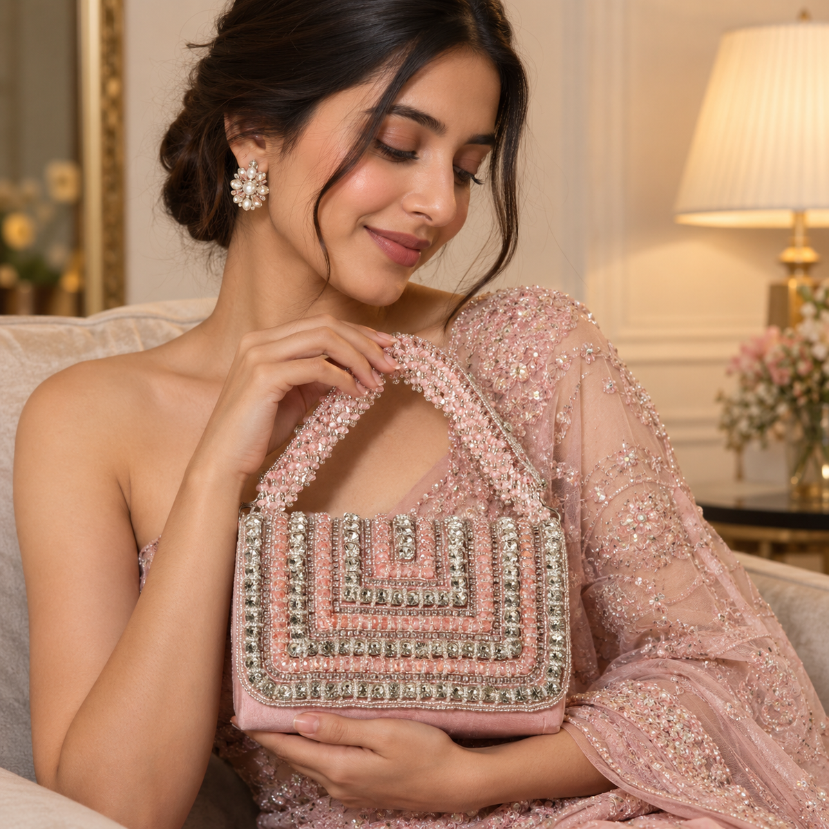 Nysa Embellished Flap over Clutch Bag DBP
