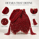 Rosa Potli Bag with Handle - Red DBP